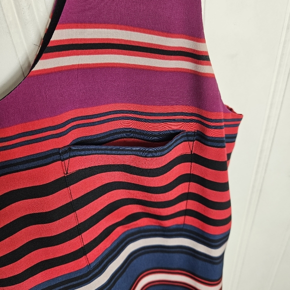 Joie Silk Dress Womens Size XS Dawna Sleeveless Navy Multi Stripe Tank Shift - Picture 5 of 16